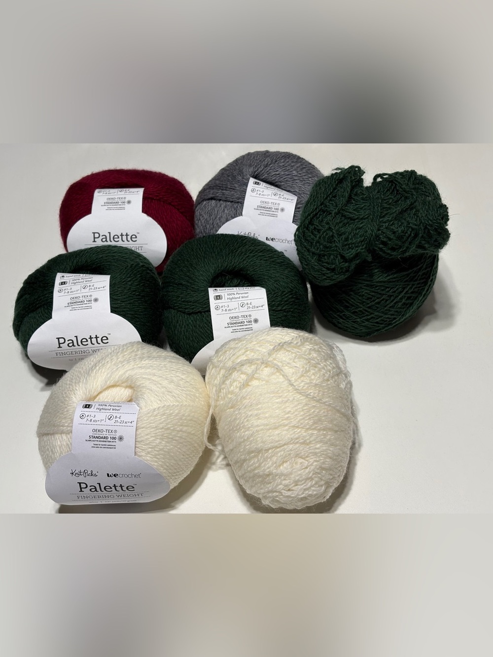 Bundle of 7 Skeins Knit Picks Palette Peruvian Highland Wool Yarn